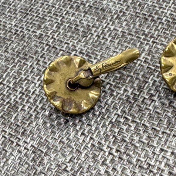 Liz Palacios Swarovski Crystal Blue and Antique Brass Dangle Earrings - Picture 8 of 10